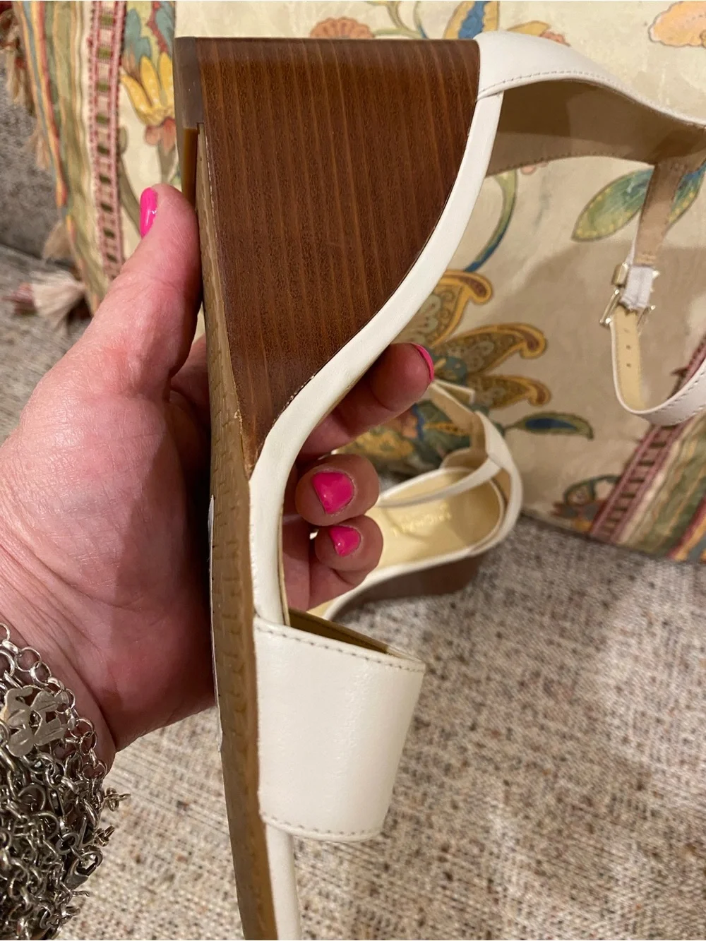 Michael Kors Cream Ankle-Strap Block Heel Sandals